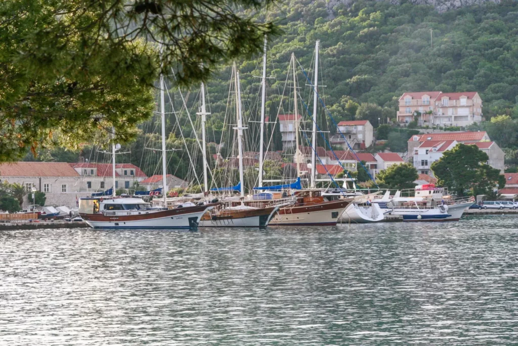 Libra and other gulets docked in Zaton, near Dubrovnik. Photo by Pearl Macek.